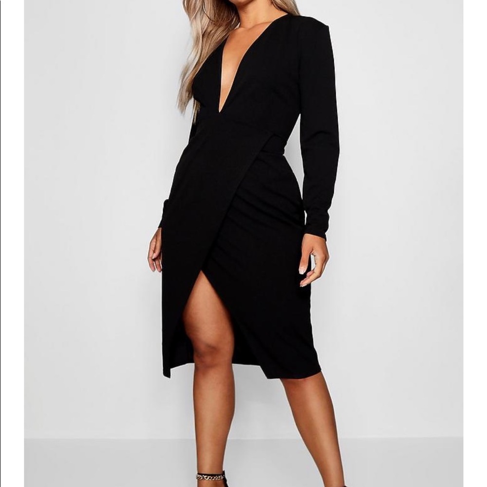 Plus Plunge Wrap Midi Dress